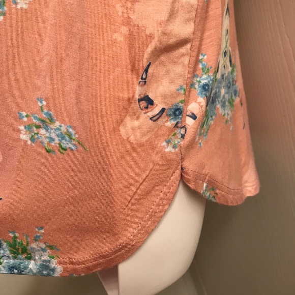 (Small) Mauve Mid Western Floral Cow Skull Top - Picture 4 of 5